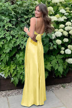Load image into Gallery viewer, Stylish Sheath Spaghetti Straps Blue Long Prom Dress with Backless