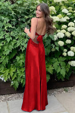 Load image into Gallery viewer, Stylish Sheath Spaghetti Straps Blue Long Prom Dress with Backless