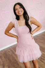 Load image into Gallery viewer, Sweet Tulle Square Neck Homecoming Dress with Pearl Details and Layered Skirt