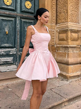 Load image into Gallery viewer, Sweety A Line Square Neck Pink Short Homecoming Dress with Bowknot
