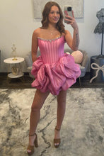 Load image into Gallery viewer, Sweety A Line Strapless Pink Corset Homecoming Dress with Beading