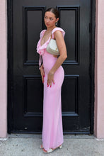 Load image into Gallery viewer, Sweety Mermaid V Neck Pink Long Prom Dress with Ruffles