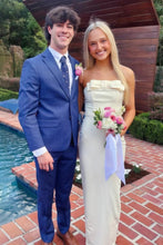 Load image into Gallery viewer, Sweety Sheath Strapless White Long Prom Dress with Bowknot