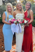 Load image into Gallery viewer, Sweety Sheath Strapless White Long Prom Dress with Bowknot