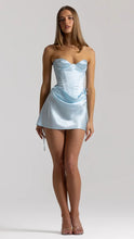 Load image into Gallery viewer, Trendy A Line Sweetheart Light Blue Corset Homecoming Dress with Criss Cross Back