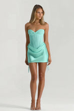 Load image into Gallery viewer, Trendy A Line Sweetheart Light Blue Corset Homecoming Dress with Criss Cross Back