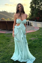 Load image into Gallery viewer, Trendy A Line Sweetheart Mint Green Long Prom Dress with 3D Flowers
