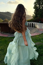 Load image into Gallery viewer, Trendy A Line Sweetheart Mint Green Long Prom Dress with 3D Flowers
