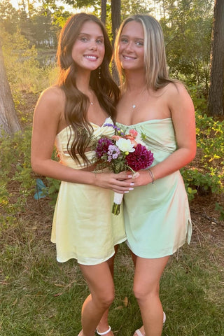 Trendy A Line Sweetheart Yellow Short Homecoming Dress with Keyhole
