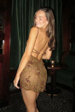 Load image into Gallery viewer, Trendy Brown Sequin Floral Party Mini Dress for Homecoming &amp; Evening Wear