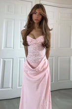 Load image into Gallery viewer, Trendy Mermaid Spaghetti Straps Light Pink Long Prom Dress with Lace