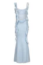Load image into Gallery viewer, Trendy Mermaid Square Neck Light Blue Long Prom Dress with Ruffles
