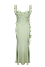 Load image into Gallery viewer, Trendy Mermaid Square Neck Light Blue Long Prom Dress with Ruffles
