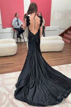 Load image into Gallery viewer, Trendy Mermaid Sweetheart Navy Blue Long Prom Dress with 3D Flowers
