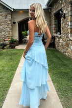 Load image into Gallery viewer, Trendy Mermaid Sweetheart Yellow  Long Prom Dress with Ruffles Keyholes
