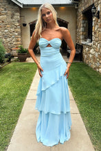 Load image into Gallery viewer, Trendy Mermaid Sweetheart Yellow  Long Prom Dress with Ruffles Keyholes
