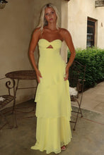 Load image into Gallery viewer, Trendy Mermaid Sweetheart Yellow  Long Prom Dress with Ruffles Keyholes
