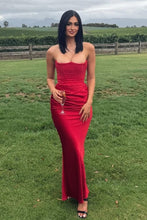 Load image into Gallery viewer, Trendy Mermaid Sweetheart Red Long Prom Dress with Ruched