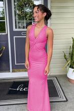 Load image into Gallery viewer, Trendy Sheath Halter Neck Yellow Long Prom Dress with Criss Cross Back