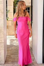 Load image into Gallery viewer, Chic Sheath Off the Shoulder Lilac Long Prom Dress with Ruched