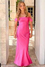 Load image into Gallery viewer, Chic Sheath Off the Shoulder Lilac Long Prom Dress with Ruched