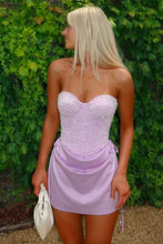 Load image into Gallery viewer, Trendy Sheath Sweetheart Light Yellow Corset Homecoming Dress with Pearls