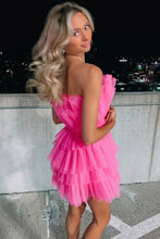 Load image into Gallery viewer, Hot Selling A Line Strapless Short Tulle Homecoming Dress