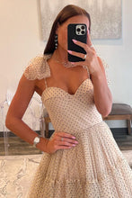 Load image into Gallery viewer, Stunning A-Line Tie Straps Zipper Back Long Tulle Prom Dress
