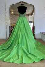 Load image into Gallery viewer, Princess A Line Halter Neck Green Long Prom Dress with Beading