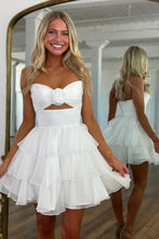 Load image into Gallery viewer, Well-made A Line Sweetheart Yellow Short Homecoming Dress with Ruffles Keyhole
