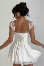 Load image into Gallery viewer, White Lace Trim A-Line Square Neck Homecoming Dress with Corset Back