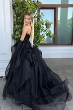 Load image into Gallery viewer, Princess A Line Sweetheart Black Corset Prom Dress with Beding