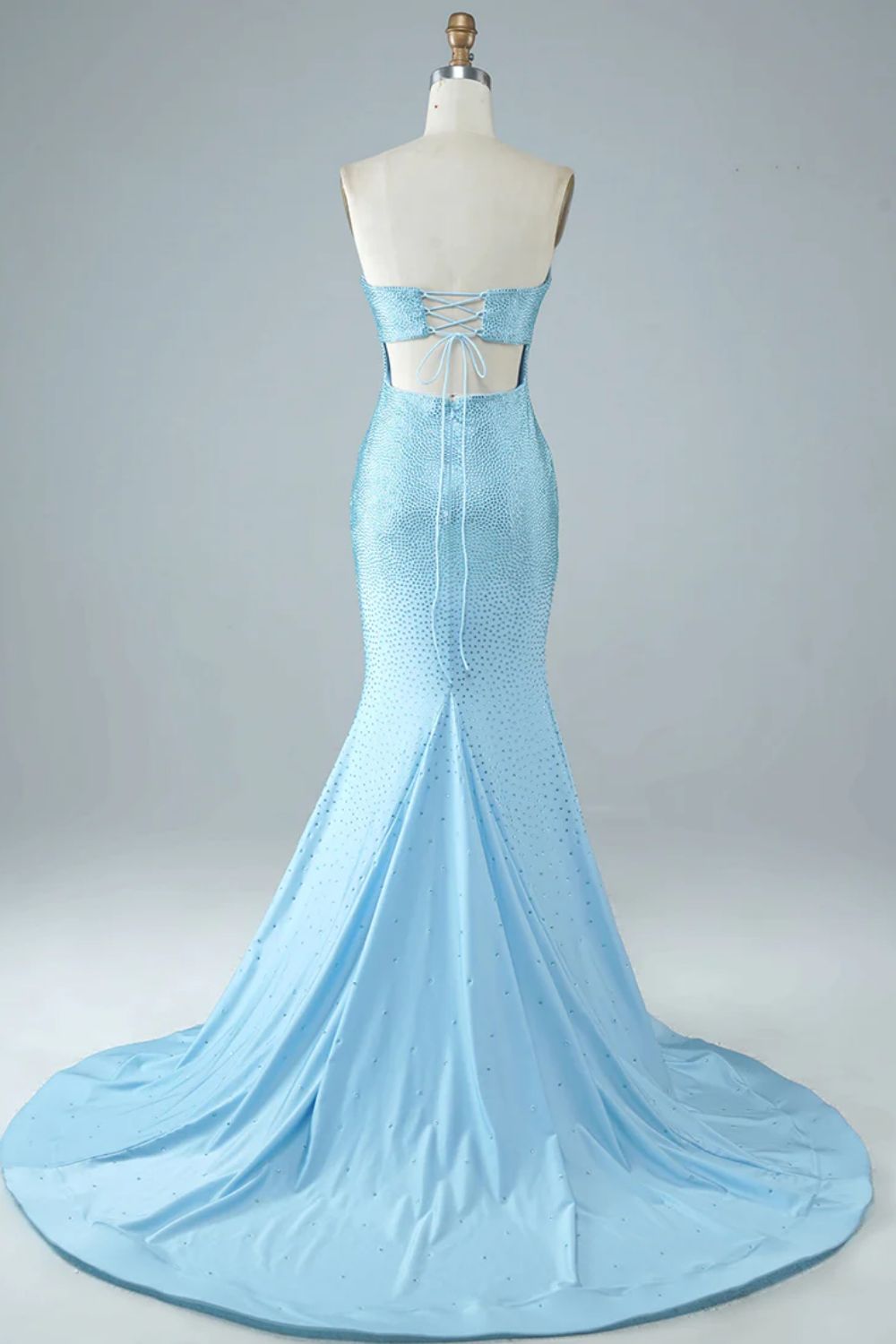 Luuvis Women Evening Dress Sexy Tight Strapless Light Blue Long Prom Dress Luuvis Women Evening Dress Sexy Tight Strapless Light Blue Long Prom Dress