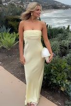 Load image into Gallery viewer, Simple Sheath Strapless Pink Long Prom Dress with Ruched
