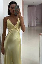 Load image into Gallery viewer, Chic A Line Spaghetti Straps Yellow Long Party Dress with Split Front
