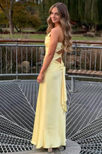 Load image into Gallery viewer, Chic A Line Spaghetti Straps Yellow Long Party Dress with Split Front
