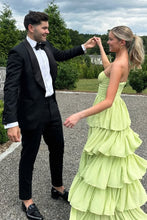Load image into Gallery viewer, Princess A Line Sweetheart Green Long Party Dress with Ruffles
