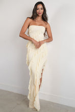 Load image into Gallery viewer, Fashion Sheath Strapless Pink Long Prom Dress with Ruffles
