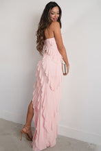 Load image into Gallery viewer, Fashion Sheath Strapless Pink Long Prom Dress with Ruffles
