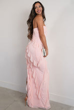 Load image into Gallery viewer, Fashion Sheath Strapless Pink Long Prom Dress with Ruffles
