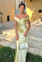 Load image into Gallery viewer, Trendy Mermaid Off the Shoulder Yellow Long Party Dress with Open Back
