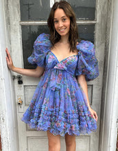 Load image into Gallery viewer, Charming A-Line Puff Sleeves Short Tulle Homecoming Dress

