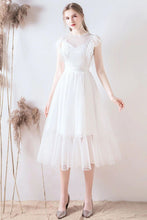 Load image into Gallery viewer, A Line Jewel White Formal Dress with Lace Ruffles
