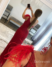 Load image into Gallery viewer, Sexy Mermaid One-Shoulder Tight Burgundy Prom Dress
