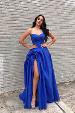 Load image into Gallery viewer, A Line Sweetheart Royal Blue Long Prom Dress with Slit
