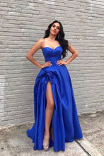 Load image into Gallery viewer, A Line Sweetheart Royal Blue Long Prom Dress with Slit