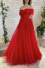 Load image into Gallery viewer, Charming A Line Off the Shoulder Red Long Prom Dress