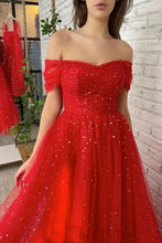 Load image into Gallery viewer, Charming A Line Off the Shoulder Red Long Prom Dress