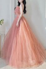 Load image into Gallery viewer, Beautiful A Line Spaghetti Straps Blush Long Formal Dress with Bowknot