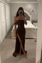 Load image into Gallery viewer, Hot Sexy Sheath Off the Shoulder Long Prom Dress with Split Front